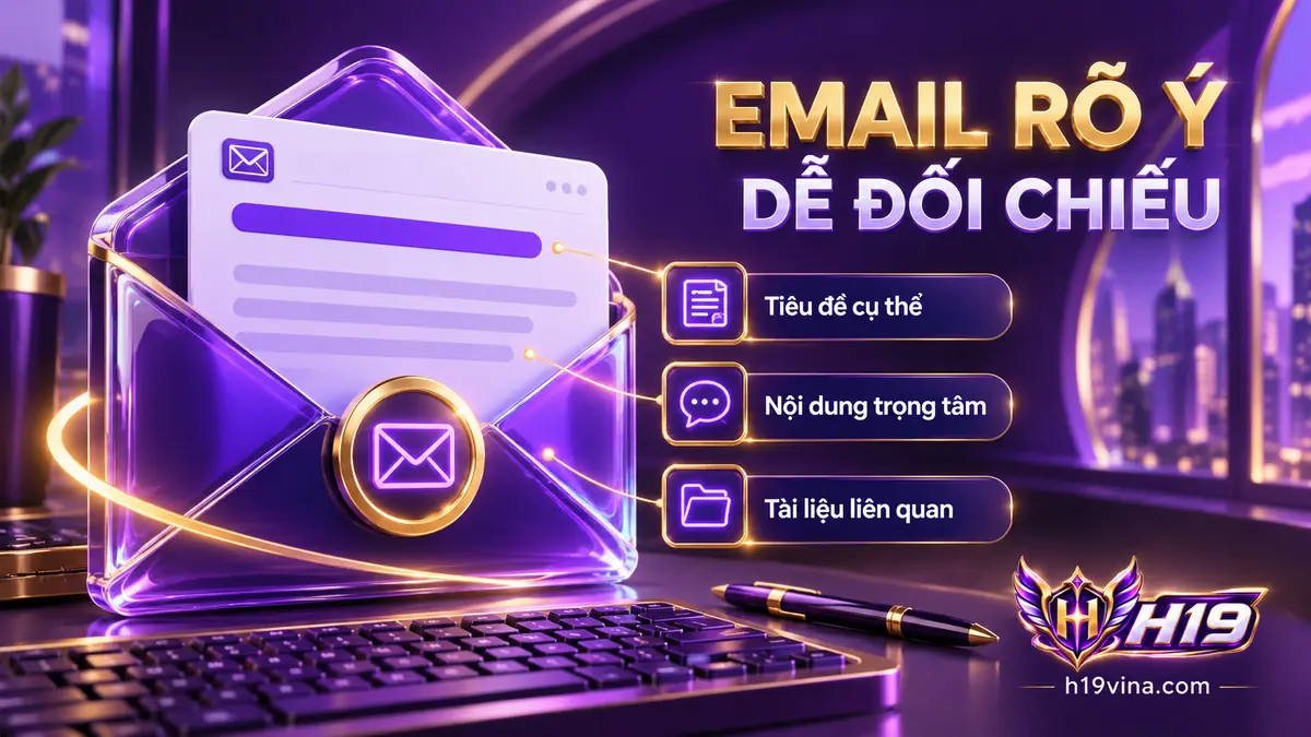 Chuẩn bị email liên hệ H19 với tiêu đề cụ thể và tài liệu liên quan