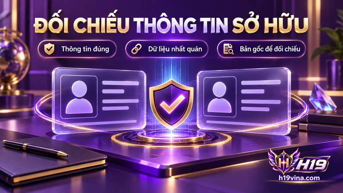 Minh họa đối chiếu thông tin sở hữu trong hồ sơ xác minh tài khoản H19