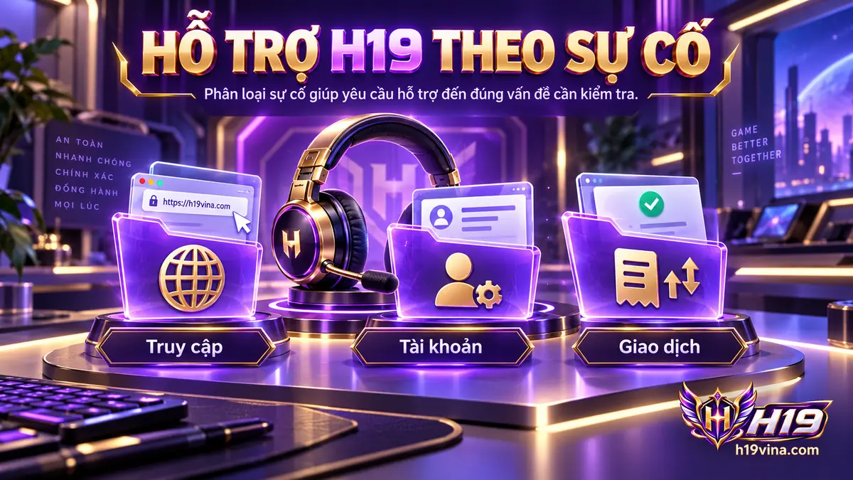 Hỗ trợ H19 theo nhóm vấn đề truy cập, tài khoản và giao dịch