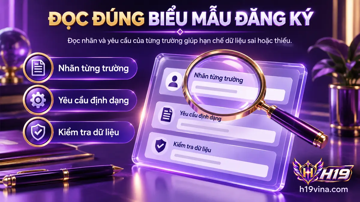 Kiểm tra nhãn trường và dữ liệu trong biểu mẫu đăng ký H19