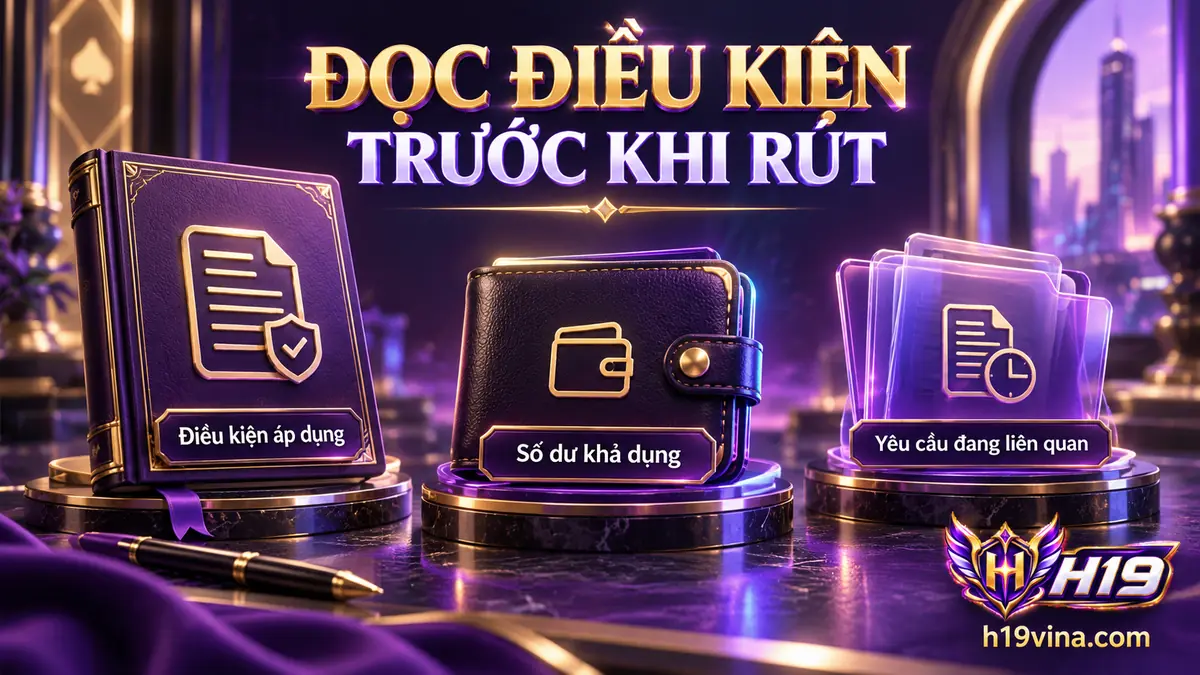Rút tiền H19 với các bước kiểm tra điều kiện và số dư khả dụng