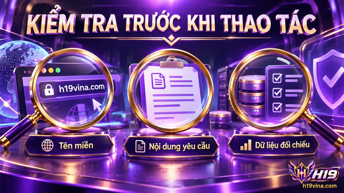 Tên miền, nội dung yêu cầu và dữ liệu đối chiếu là ba điểm cần kiểm tra trước mỗi thao tác