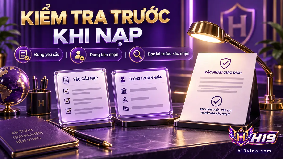 Kiểm tra người nhận và thông tin yêu cầu nạp tiền H19 trước khi xác nhận