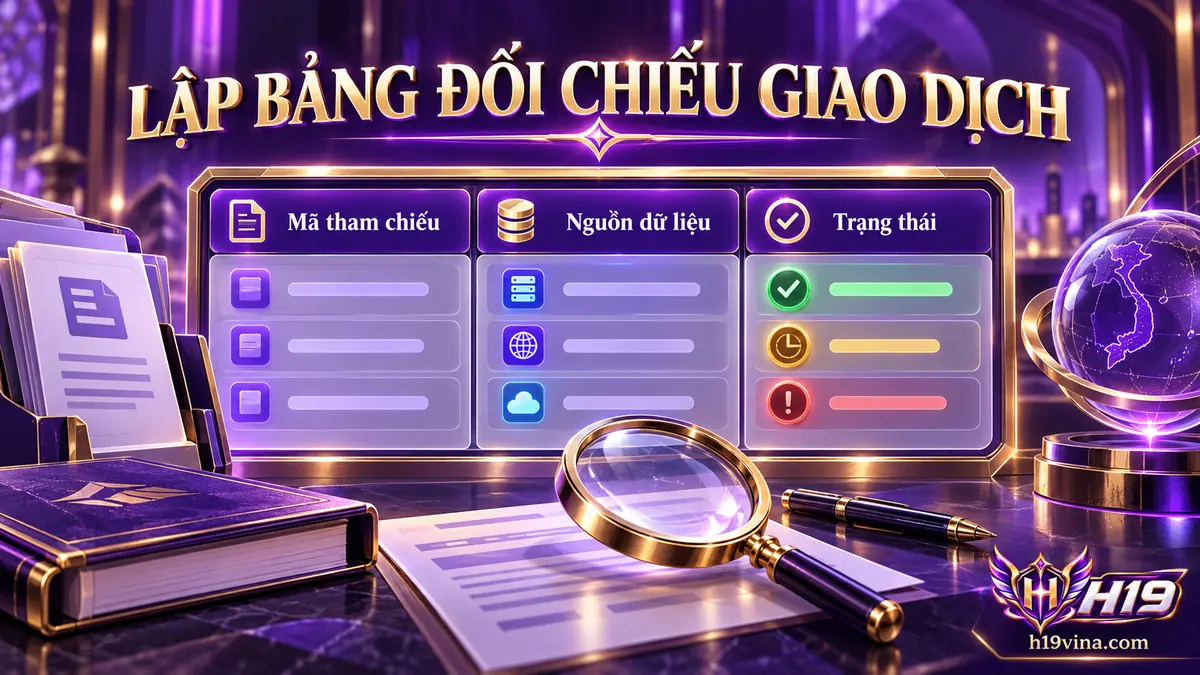 Kiểm tra giao dịch H19 bằng bảng đối chiếu mã tham chiếu, nguồn và trạng thái