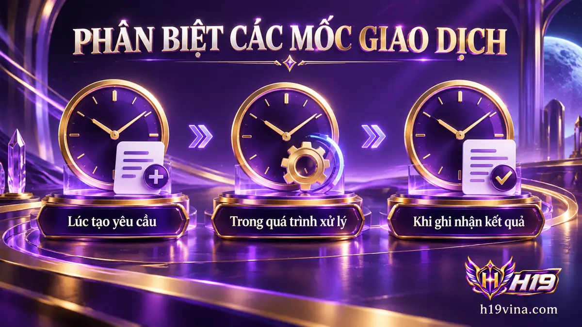 Các mốc tạo yêu cầu, xử lý và ghi nhận kết quả khi kiểm tra giao dịch H19