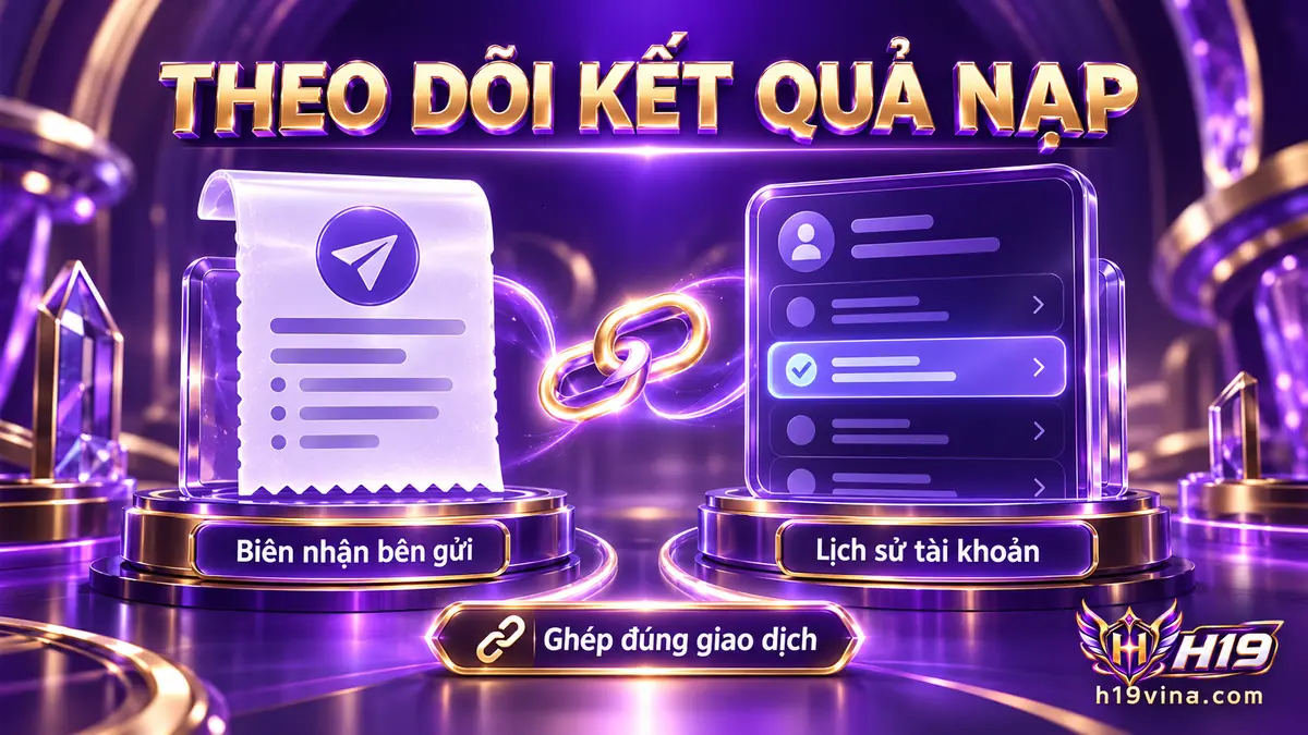 Theo dõi kết quả nạp tiền H19 bằng biên nhận và lịch sử tài khoản