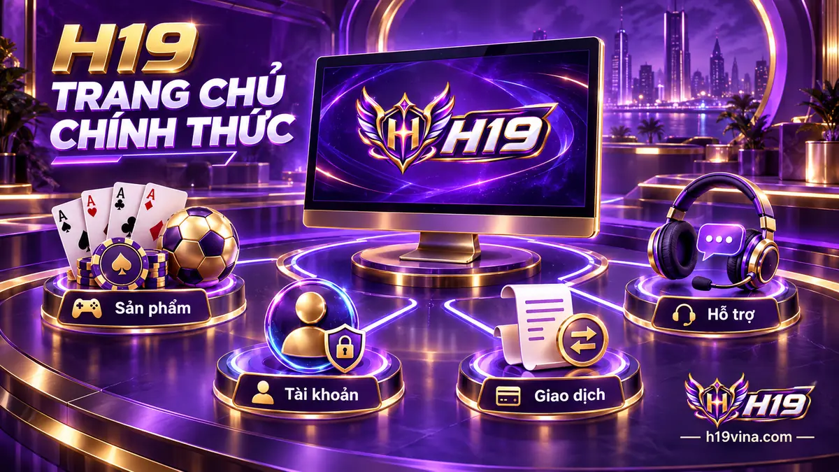H19: trang chủ H19 kết nối sản phẩm, quản lý tài khoản, giao dịch và hỗ trợ người dùng