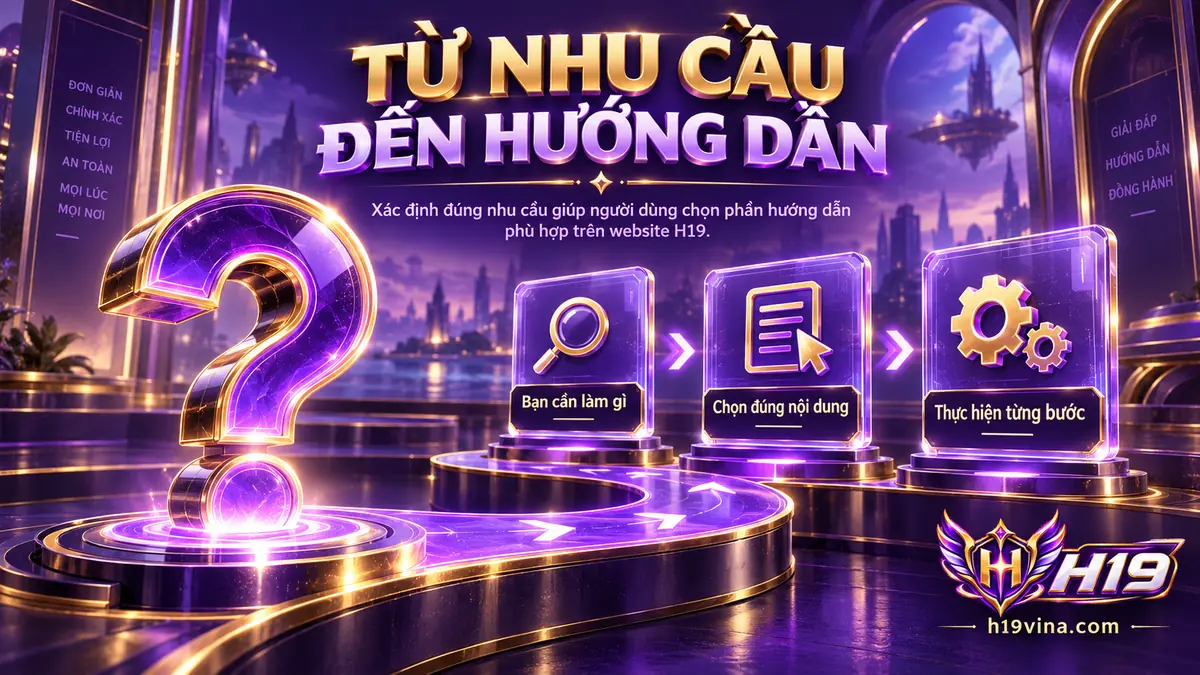 Chọn hướng dẫn H19 phù hợp với câu hỏi về sản phẩm, tài khoản hoặc hỗ trợ