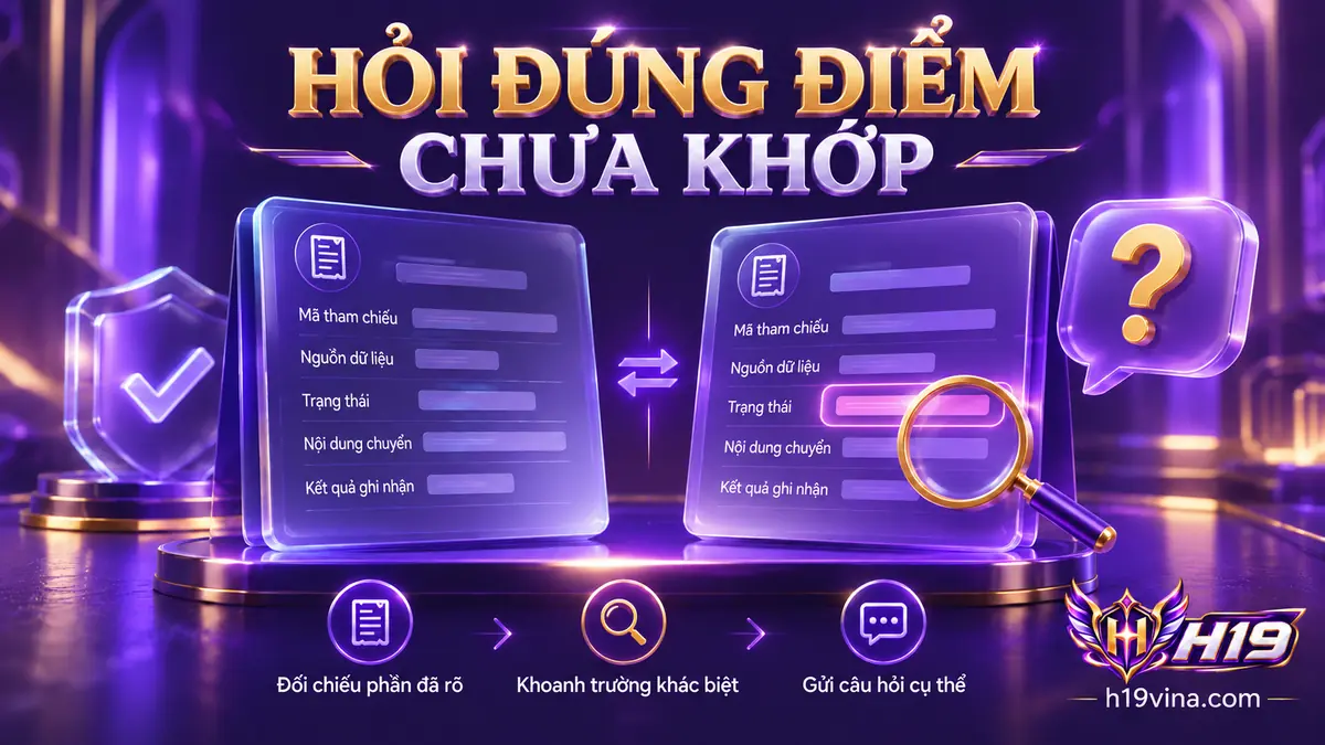 Xác định dữ liệu chưa khớp để gửi yêu cầu kiểm tra giao dịch H19